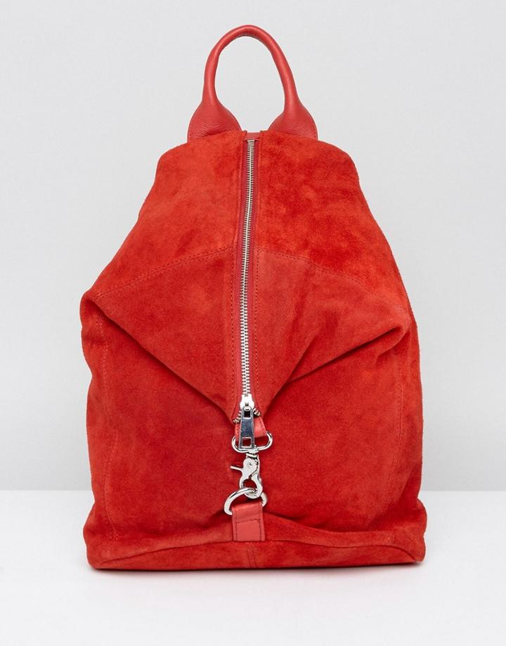 Asos Suede Dogclip Backpack - Red