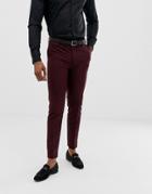 Avail London Skinny Fit Suit Pants In Burgundy - Red