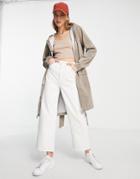 Rains 1824 Belt Jacket With Hood In Velvet Taupe-white