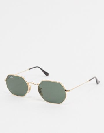 Rayban Hexagonal Sunglasses In Gold