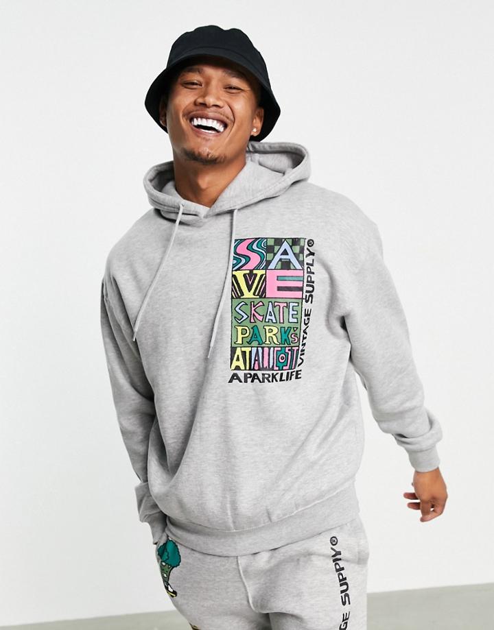 Vintage Supply Retro Skate Graphic Matching Hoodie In Gray-grey