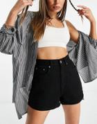 Asos Design Denim High Rise '80's' Mom Shorts In Black