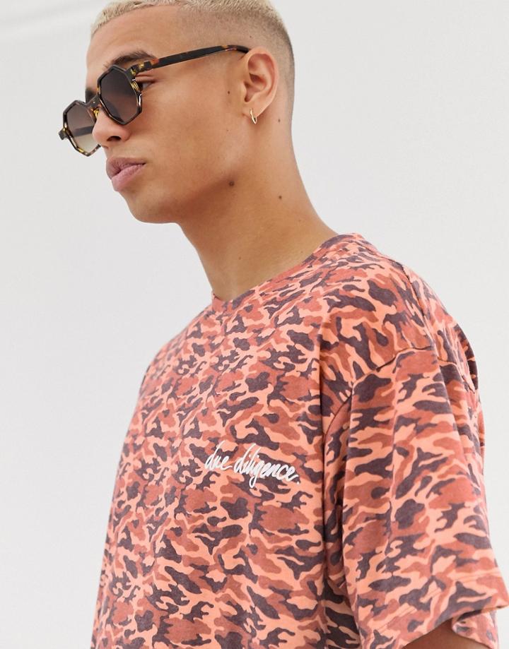 Due Diligence T-shirt In Camo Print-orange