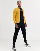 Asos Design Muscle Jersey Harrington Jacket In Mustard-yellow