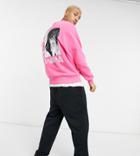 Asos Design Oversized Sweatshirt In Pink With Large Anime Back Print