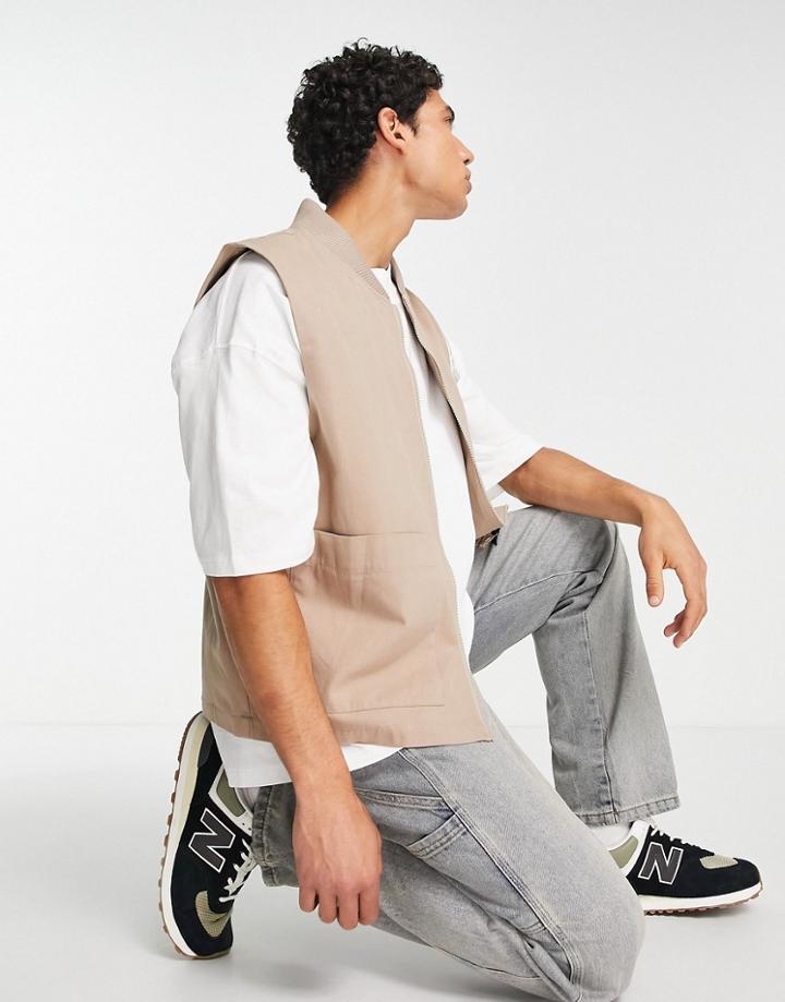Topman Gilet In Stone-neutral