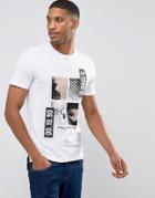 Jack & Jones Core Longline T-shirt With Graphic Print - White