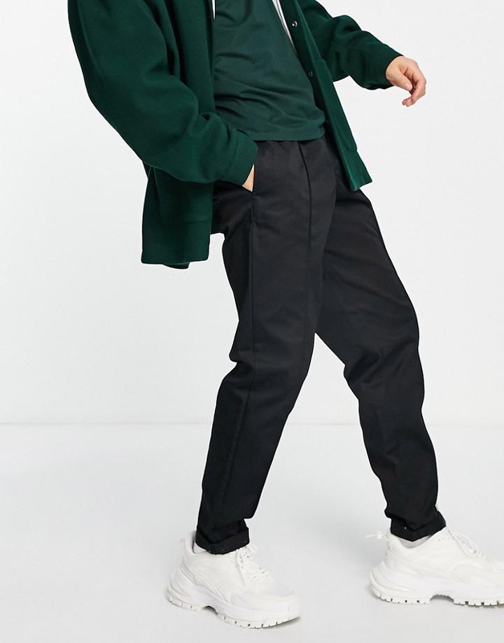 Jack & Jones Intelligence Pants With Drawstring Waist And Front Seam In Black