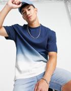 River Island Dip Dye T-shirt In Navy