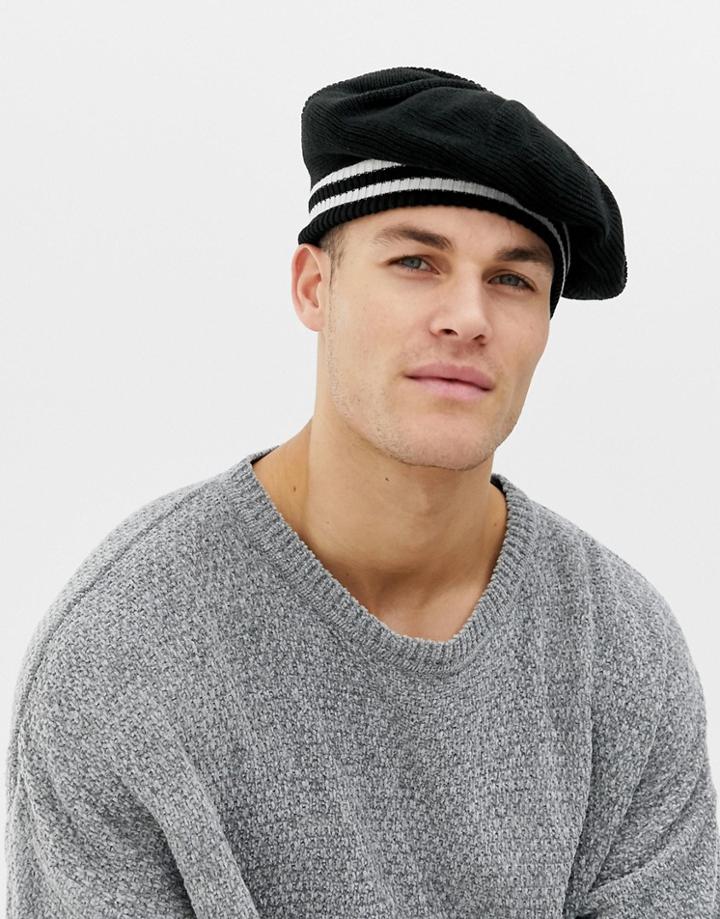 7x Beret Beanie In Black - Black
