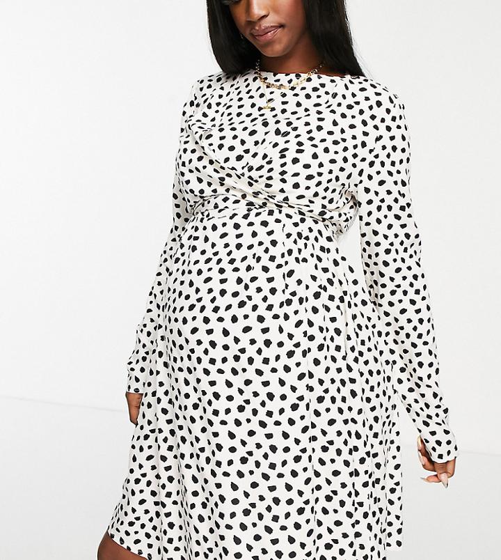 Asos Design Maternity Nursing Mini Wrap Dress With Long Sleeves In Mono Animal Print-multi