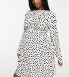Asos Design Maternity Nursing Mini Wrap Dress With Long Sleeves In Mono Animal Print-multi