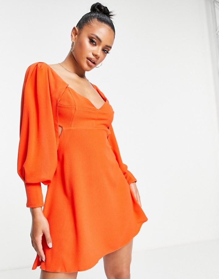 John Zack Summer Bright Backless Mini Dress In Orange