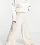 Public Desire Curve High Waist Wide Leg Sweatpants In Ecru-white