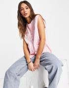 Neon Rose Oversized Sweater Vest Cardigan In Houndstooth Knit - Part Of A Set-pink