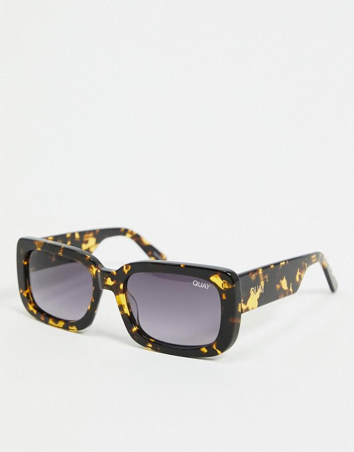 Quay Yada Yada Women's Slim Square Sunglasses In Green Tort