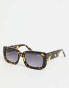 Quay Yada Yada Women's Slim Square Sunglasses In Green Tort