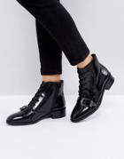 Asos Adina Leather Lace Up Boots - Black