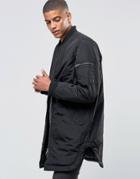 Adpt Longline Lighweight Bomber Jacket - Black