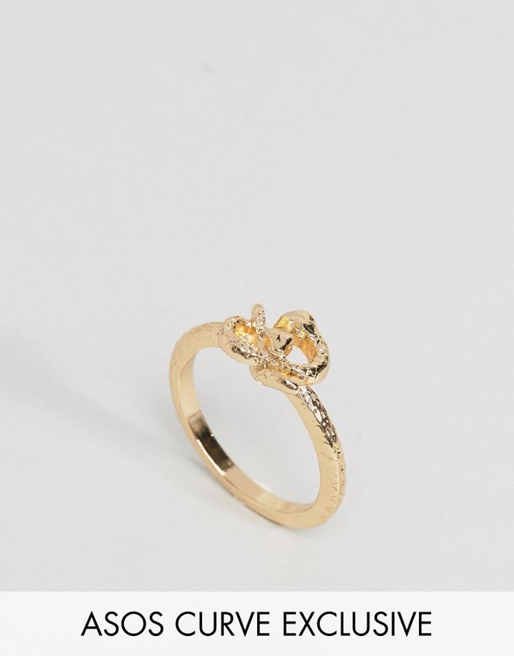 Asos Curve Exclusive Snake Knot Ring - Gold