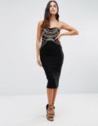 Forever Unique Davina Bandeau Bandage Dress With Jewels - Black