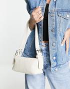 Asos Design Oversized Buckle Detail Shoulder Bag In Off White