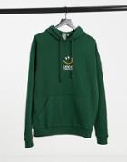 Crooked Tongues Hoodie In Green With Embroidered Smile Chest Logo