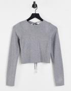 4th & Reckless Knitted Tie Back Top In Gray-grey