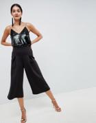 Asos Design Scuba Pleated Culottes-black