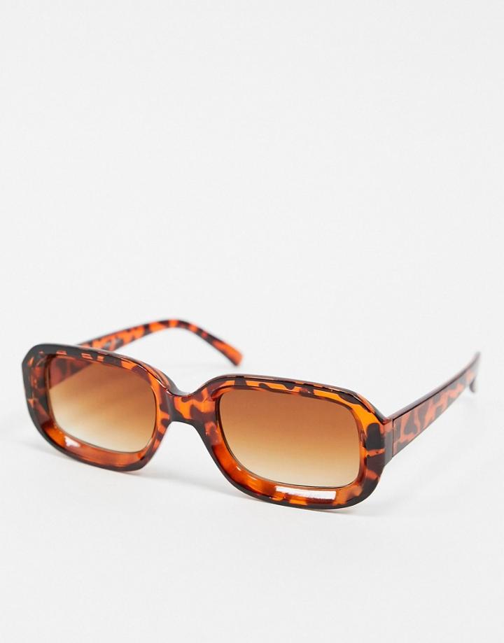 Aj Morgan Slim Square Retro Sunglasses In Tort-brown