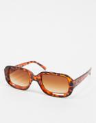 Aj Morgan Slim Square Retro Sunglasses In Tort-brown