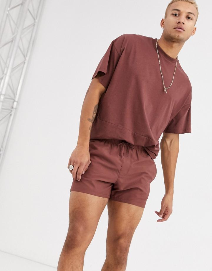 Asos Design Two-piece Swim Short In Brown Short Length
