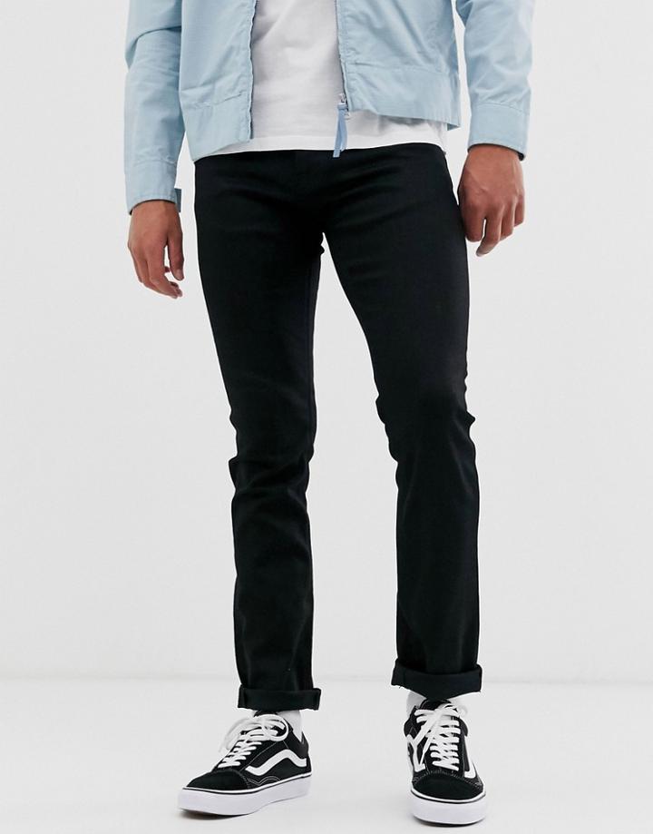 Nudie Jeans Co Grim Tim Slim Straight Fit Jeans In Dry Ever Black Wash