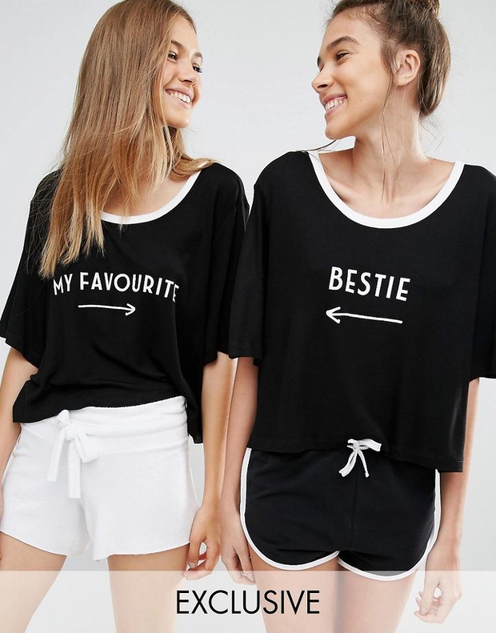 Chelsea Peers My Favourite Bestie 2 Pack Night Tees - Black