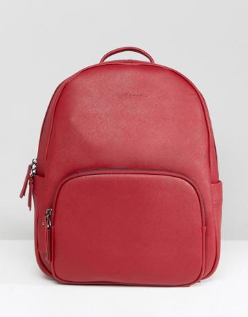 Smih And Canova Saffiano Leather Backpack In Red - Red