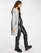 Selected Laua Long Ribbed Cardigan In Gray