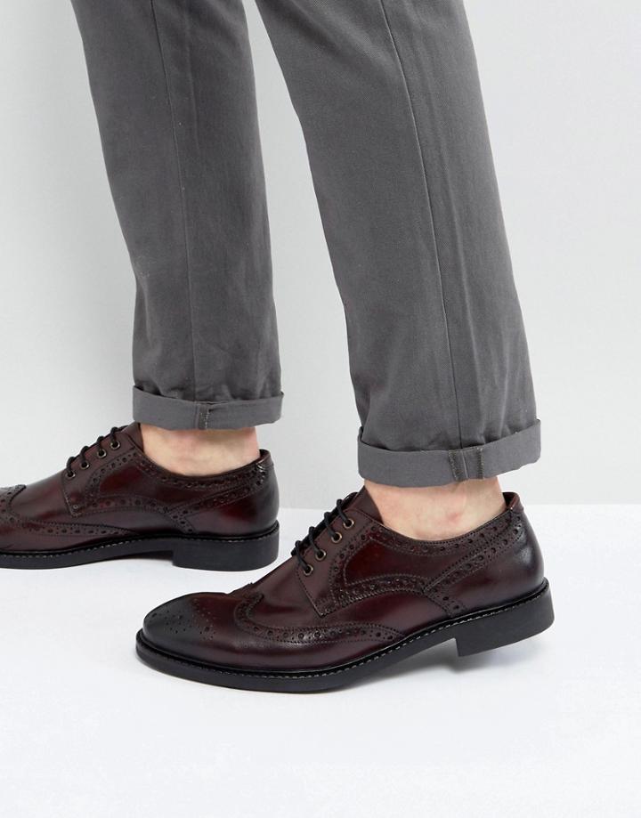 Dead Vintage Brogue Derby In Bordo Leather - Red