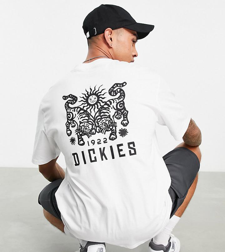 Dickies Tiger Back Print T-shirt In White - Exclusive To Asos