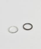 Simon Carter Thin Band Ring 2 Pack In Silver & Gunmetal - Silver