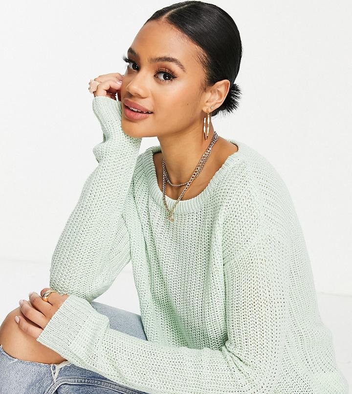 Missguided Recycled Off Shoulder Sweater In Sage-green
