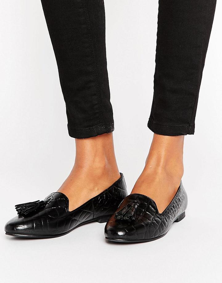 Park Lane Tassle Leather Loafer - Black