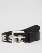 Diesel Leather Belt With Plaque Logo - Black