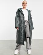 Asos Design Padded Parka Coat In Charcoal-grey