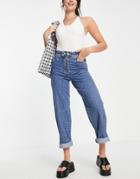 Topshop Skater Jean In Mid Blue-blues