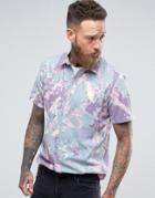Asos Regular Fit Splatter Print Shirt - Pink