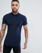 Asos Extreme Muscle Fit Polo In Jersey - Navy