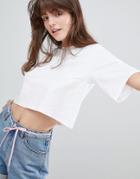 Monki Cropped Classic T-shirt In White - White