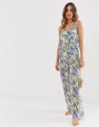 Y.a.s Sheer Beach Jumpsuit In Tropical Print-multi