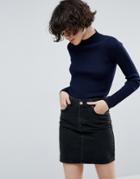 Asos Sweater With Turtleneck In Rib - Navy