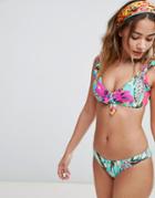Seafolly Tropical Tie Front Bikini Top-multi
